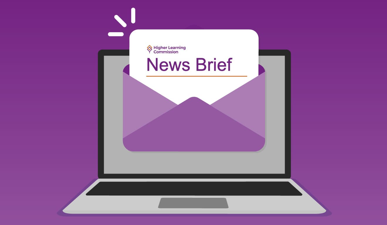 A letter coming out of a laptop that says "News Brief"